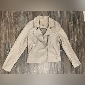 BLANK NYC Beige Faux Leather Moto Jacket Size M